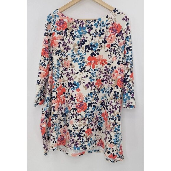 Jessica London Plus Size Floral Tunic‎ Blouse Top Size 22/24 Boho Preppy Office - Picture 2 of 9